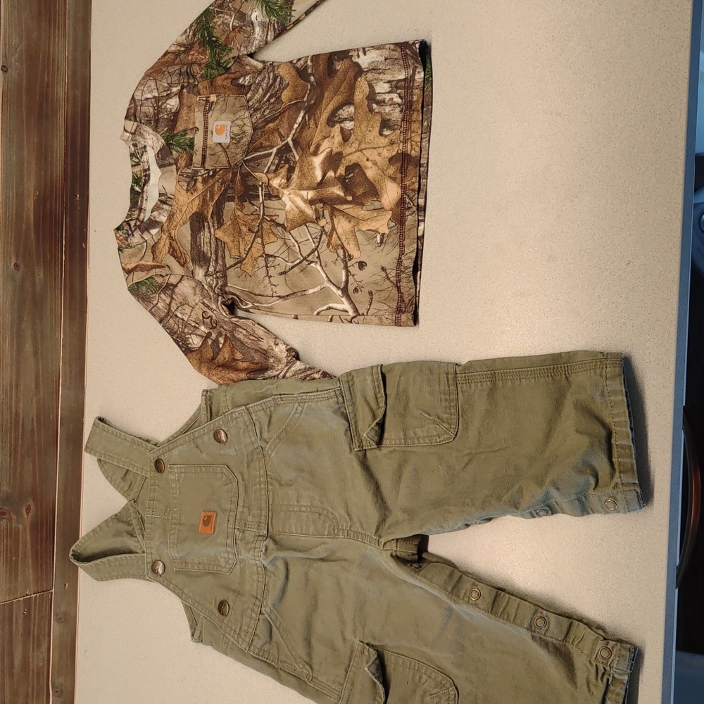 Carhartt baby camo Realtree shirt overalls